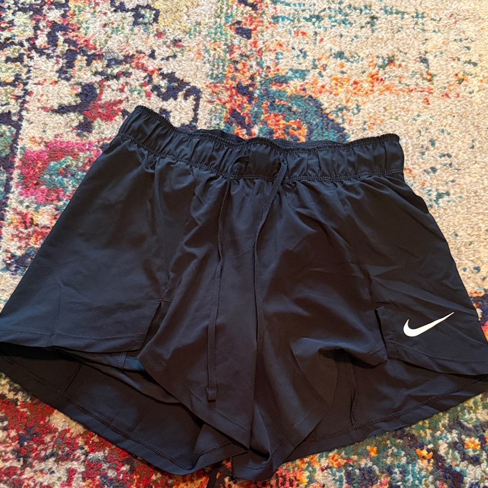 Nike Black Women's Athletic Training Shorts with White Swoosh